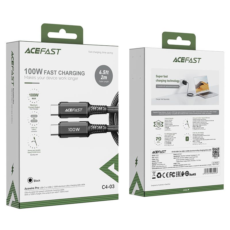 Кабель Acefast C4-03 USB-C to USB-C 100w 14657