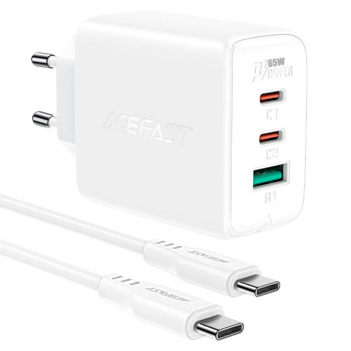 Комплект Acefast A13 адаптер 2xUSB-C + USB-A 65w + кабель USB-C to USB-C 15707