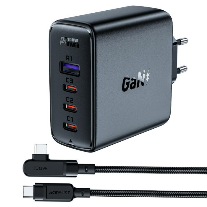 Комплект Acefast A37 адаптер 3xUSB-C + USB-A + кабель USB-C to USB-C 100w 14550