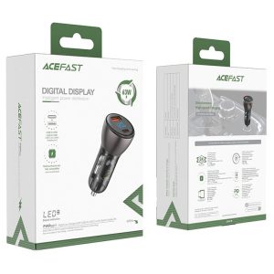 Автомобільний зарядний пристрій Acefast B6 Metal USB + USB-C with digital display 63W 55546