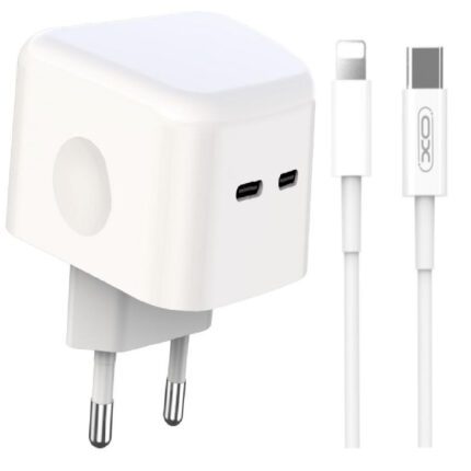 Комплект XO [L102] 35W 2xUSB-C + Кабель USB-C to lightning 17176