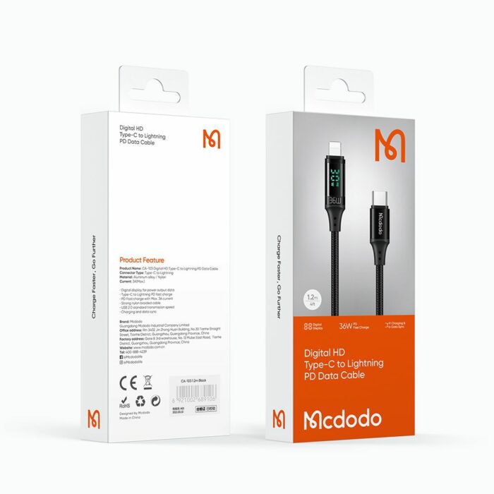 Кабель McDodo [CA-1030] USB-C to Lightning 36W 1.2m 17202