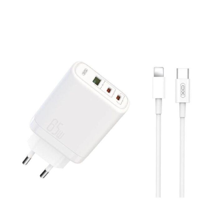 Комплект XO [CEO04] адаптер 65w 2xUSB-C + USB-A + кабель USB-C to Lightning 18334