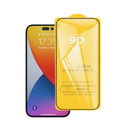 Захисне скло 9D для iPhone 14 Pro техпак (Black) 18157