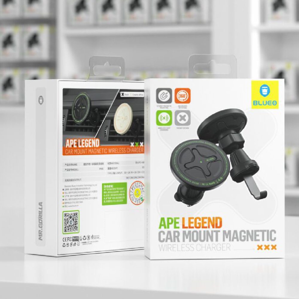 Автотримач з бездротовою зарядкою Blueo BC5955 Ape Legend Magnetic Series Автотримач з бездротовою зарядкою Blueo BC5955 Ape Legend Magnetic Series 54043