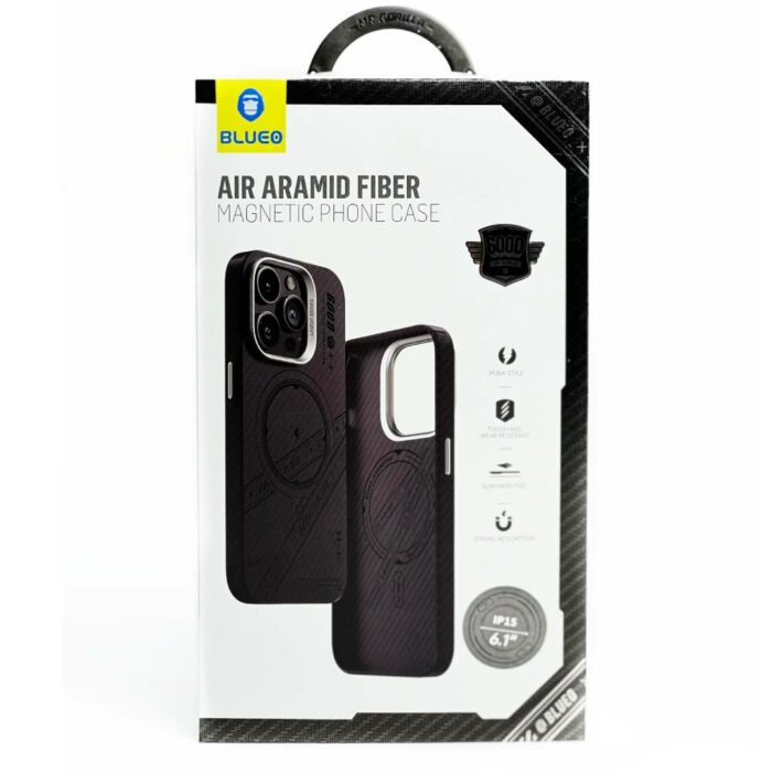 Чохол Blueo для iPhone 15 [B48] 600D All-Inclusive Aramid Fiber with Magnetic Series (Black) 22668