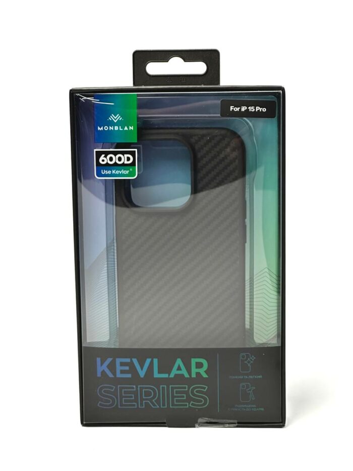 Чохол Monblan для iPhone 15 Pro [MKM15P] Kevlar Magnetic Series (Black-Grey) 21111