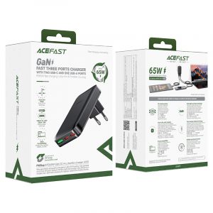 Адаптер Acefast A100 PD65W GaN 2xUSB-C+USB-A Ultra-Thin Series 31960