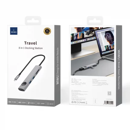 Перехідник Wiwu 8in1 Wi-HB001 Traveling Series [USB-C to 2xUSB3.0 + 2xUSB-C3.0 + PD100W + SD + TF + SOF] 35651