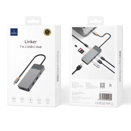 Перехідник Wiwu A721HD Linker Series [USB-C to 2xUSB3.1 + 2xPD100W + USB-C3.1 + SD/TF3.0 + HDMI4K60HZ] 35613