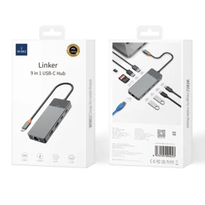 Перехідник Wiwu A921HV Linker Series [USB-C to USB3.0 + 2xUSB2.0 + SD/TF3.0 + PD100W + USB-C3.0 + HDMI4K30HZ + VGA1080P] 55570