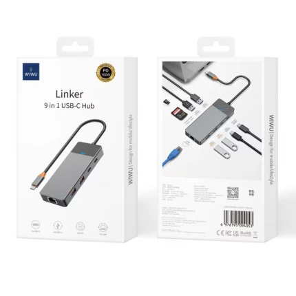 Перехідник Wiwu A923RPT Linker Series [USB-C to USB3.1 + 2xUSB2.0 + 2xPD100W + USB-C3.1 + SD/TF2.0 + LAN1000] 35639