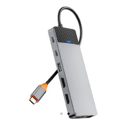 Перехідник Wiwu 12in1 Linker Series [USB-C to 2xUSB3.0 + 2xUSB2.0 + 2xPD100W + USB-C3.0 + SD/TF2.0 + 2xHDMI4K30HZ + VGA1080P + LAN1000] 35643