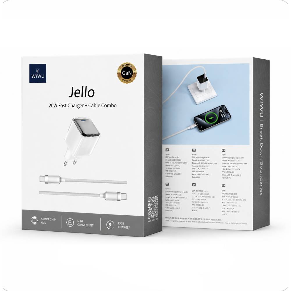 Комплект Wiwu адаптер Wi-U030 Jello 20W USB-C + кабель USB-C Charge GaN Series Комплект Wiwu адаптер Wi-U030 Jello 20W USB-C + кабель USB-C Charge GaN Series 56556