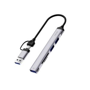 Перехідник Wiwu Wi-HB003 Zolo Series [USB/USB-C to 2xUSB2.0 + USB3.0 + SD/TF] 55618