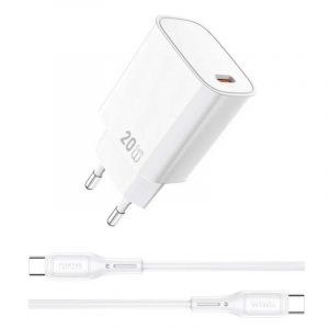 Комплект Wiwu адаптер Wi-G007 Essential 20W USB-C + кабель Lightning Charge GaN Series 40389