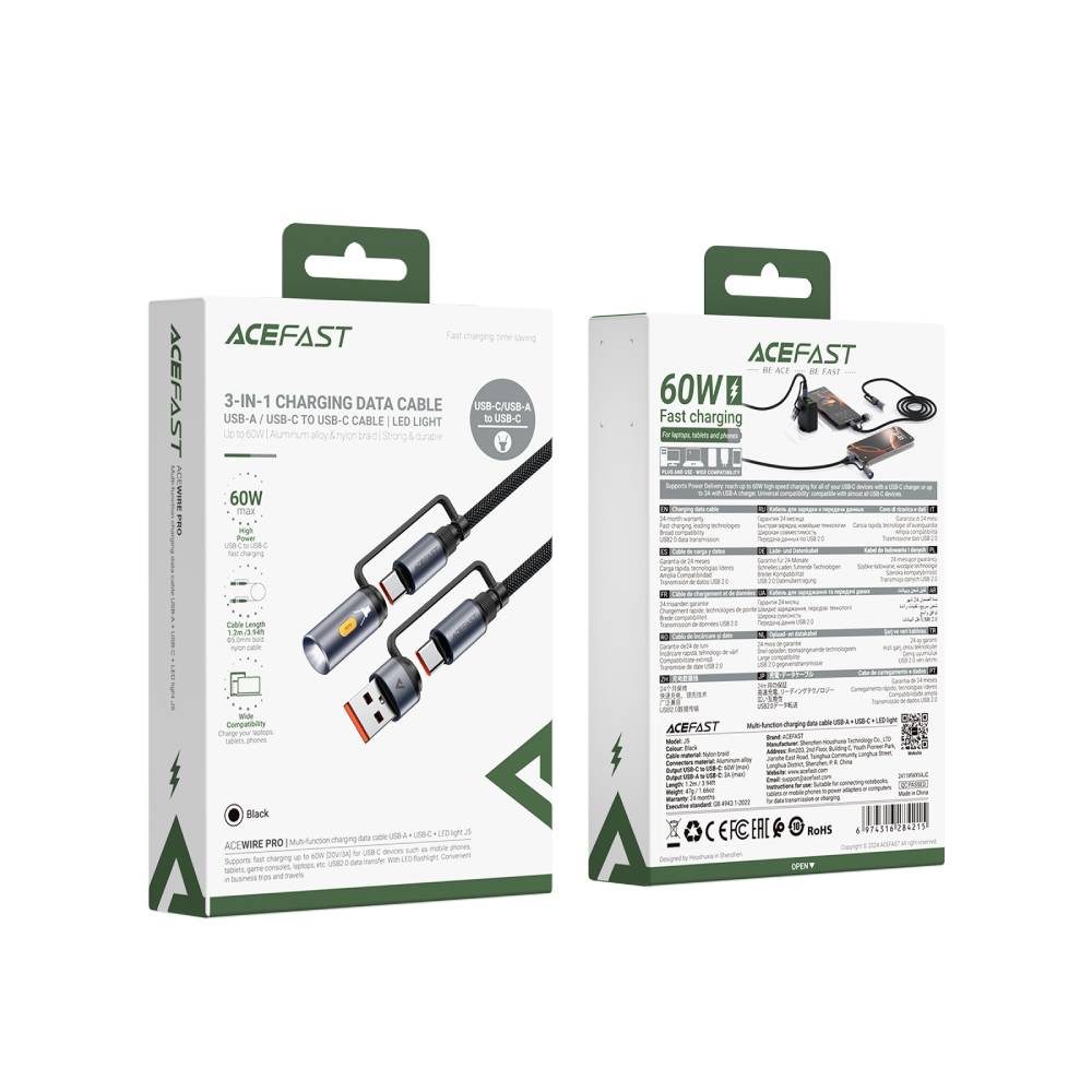 Кабель Acefast J5 USB + USB-C Multi-Function Led Кабель Acefast J5 USB + USB-C Multi-Function Led 56887