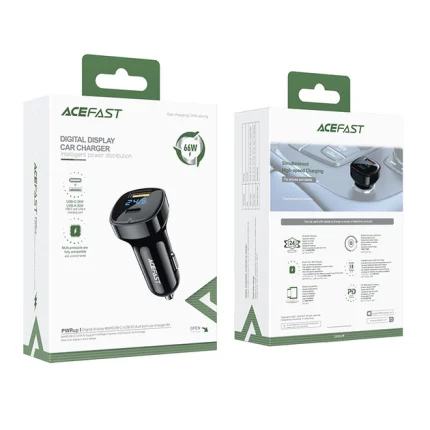Автомобільний зарядний пристрій Acefast B4 Digital Display USB-C + USB-A 66w 42137
