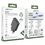 Адаптер Acefast A69 PD30W GaN USB-A + USB-C Ultra-Thin 49556
