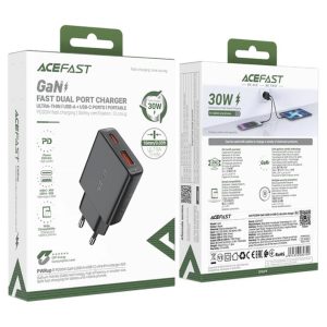 Адаптер Acefast A69 PD30W GaN USB-A + USB-C Ultra-Thin 53446