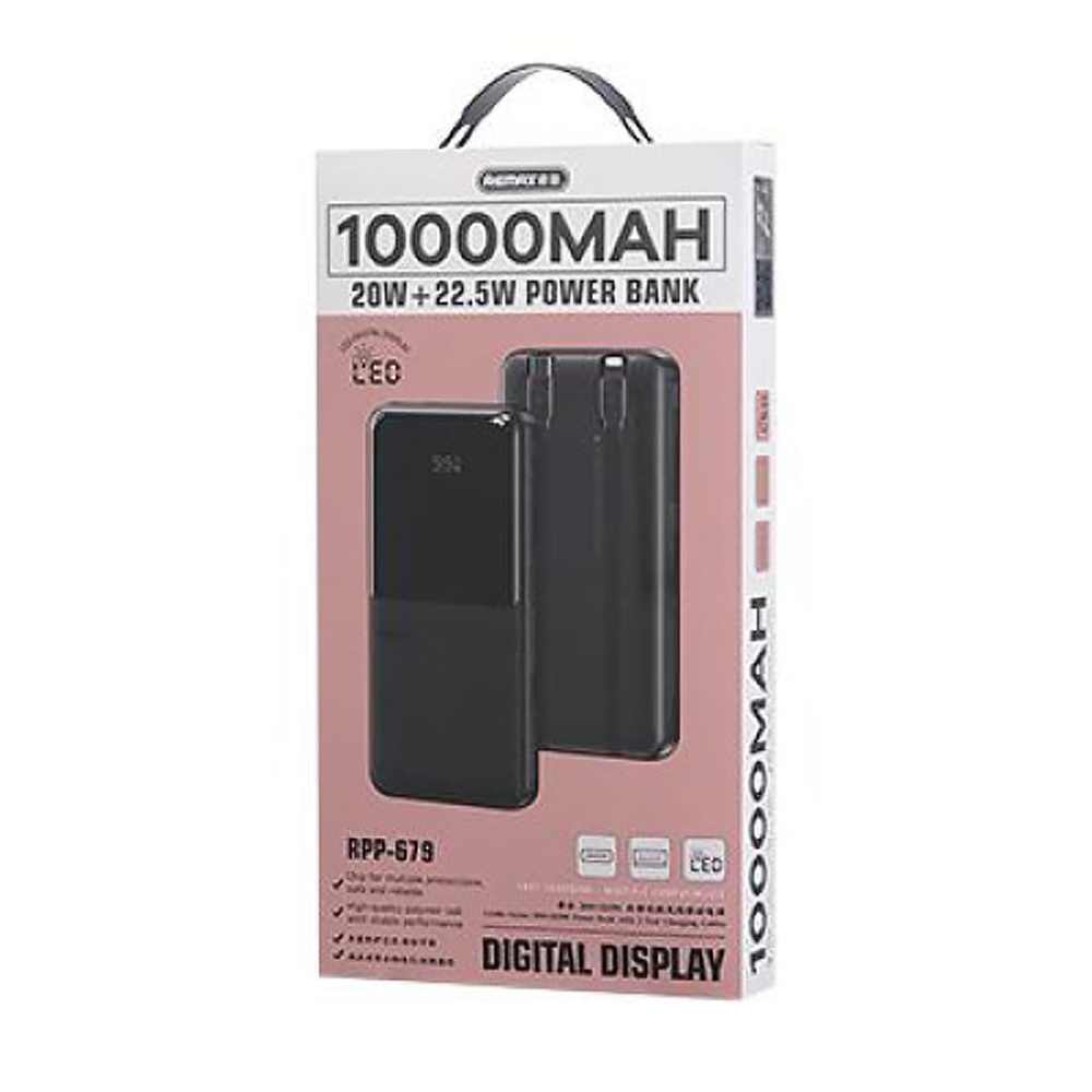 PowerBank Remax RPP-679 PD 20W+QC 22.5W with 2 Fast Charging Cables 10000mAh PowerBank Remax RPP-679 PD 20W+QC 22.5W with 2 Fast Charging Cables 10000mAh 59254